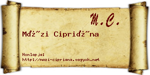 Mázi Cipriána névjegykártya